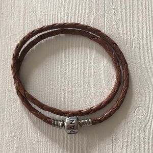 Pandora Jewelry - Pandora brown leather double wrap bracelet Pandora Jewelry - Pandora brown leather double wrap bracelet
